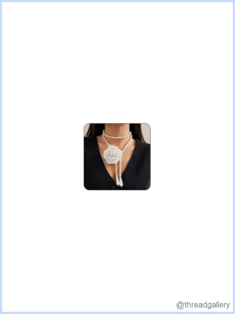 Camellia Pearl Choker Necklace Multilayer Pearl Wrapping Long Tassel Pendant